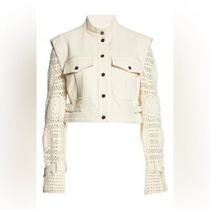 Veronica Beard Aylin Crochet-Sleeve Jacket – Size  small 4/6